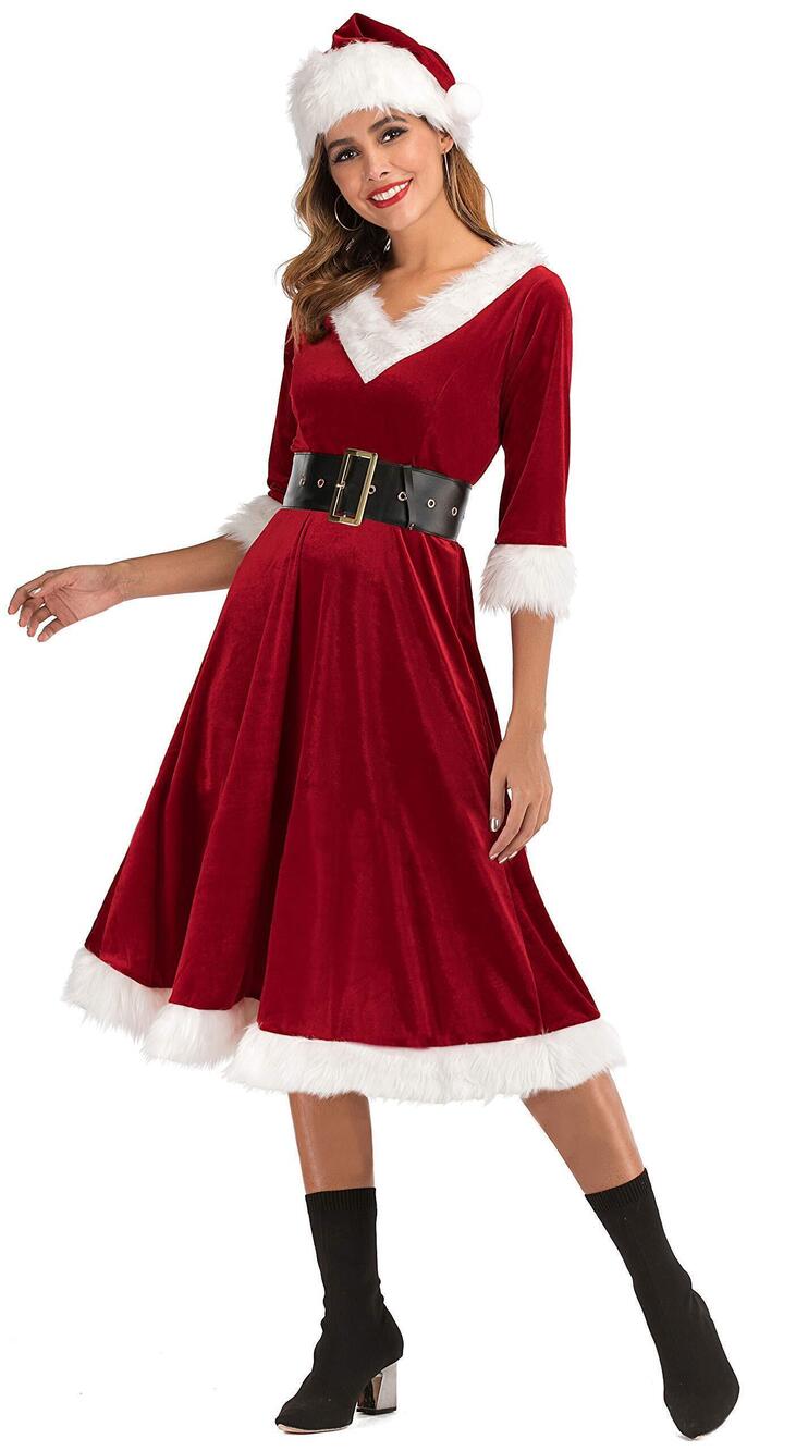 9618 Mrs Santa Claus Costume Elegant Sweetie Christmas Fancy Dress Outfit